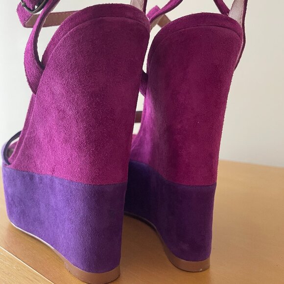 Steve Madden Suede Purple Color Block Wedges - Picture 9 of 11